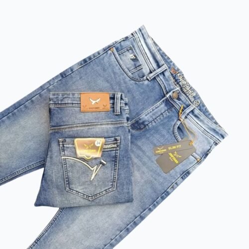 KRONOS BLUE Men's Knit Denim Jeans – Light Blue Wash